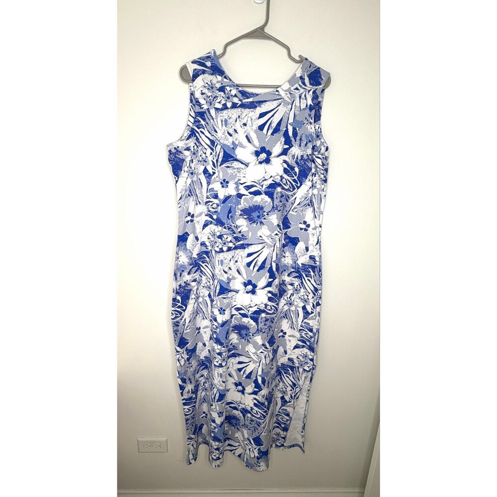 AnaClare Floral Maxi Shift Dress XL Bluebird Beach Resort Tropical Coastal